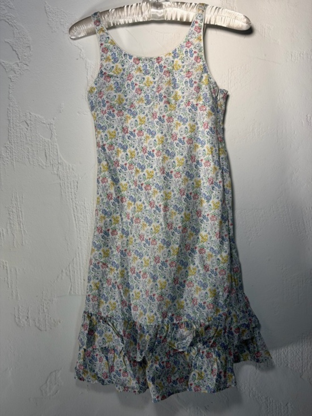Ralph Lauren Girls Floral Ruffle Hem Spring Summer Dress- adjustable straps